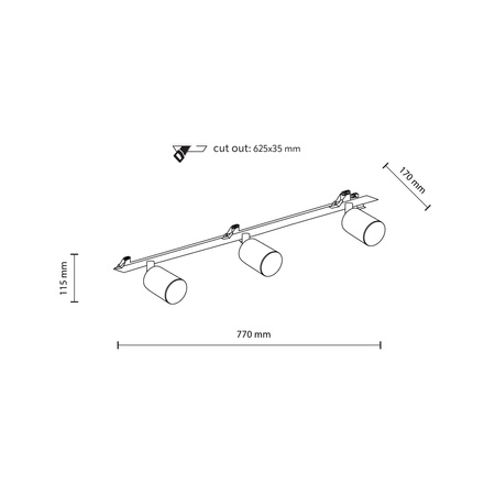 NEX BLACK 3XGU10 LAMPA SUFITOWA PODTYNKOWA